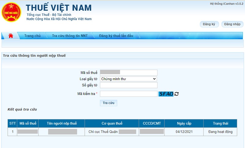 Tìm kiếm thông tin tại Trang Thuế điện tử của Tổng cục Thuế